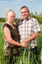 Closeup portrait of a smiling elderly couple Royalty Free Stock Photo