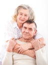 Closeup portrait of smiling elderly couple Royalty Free Stock Photo