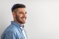 Closeup portrait of smiling jewish man in yarmulke Royalty Free Stock Photo