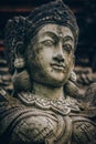 Closeup portrait of Hindu Buddhist traditional stone sculpture