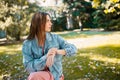 Closeup portrait of stressed young woman looking her wristwatch Royalty Free Stock Photo