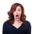 Closeup portrait of surprised young lady isolated Royalty Free Stock Photo