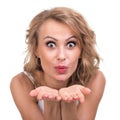 Closeup portrait of surprised young lady isolated Royalty Free Stock Photo