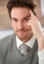 Closeup portrait of thinking businessman