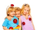 Three blond cute kids Royalty Free Stock Photo