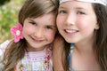 Closeup portrait of two little girl sisters Royalty Free Stock Photo