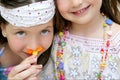 Closeup portrait of two little girl sisters Royalty Free Stock Photo