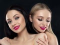 Portrait of two young beautiful women Royalty Free Stock Photo
