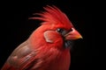 Closeup portrait of a vibrant northern cardinal bird. Generative AI