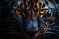 Closeup portrait of wild tiger face, minimalist, black on black, asymmetric composition, conceptual fantasy. AI