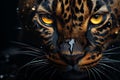 Closeup portrait of wild tiger face, minimalist, black on black, asymmetric composition, conceptual fantasy. AI