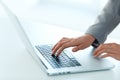 Closeup Portrait of Woman's Hand Typing on Computer Keyboard Royalty Free Stock Photo