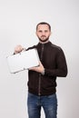 Closeup portrait of a young casual man looking away from the camera Royalty Free Stock Photo