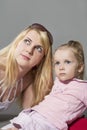 Closeup Portrait of Young Caucasian Female with Little Daughter Royalty Free Stock Photo