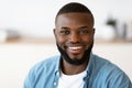 Closeup Portrait Of Young Cheerful Handsome African American Man Smiling At Camera Royalty Free Stock Photo