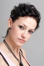 Closeup portrait of young dreamy woman Royalty Free Stock Photo