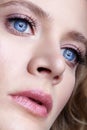 Closeup portrait of young female face. Woman with natural makeup Royalty Free Stock Photo