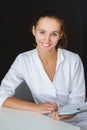 Closeup portrait of young female medical worker in office Royalty Free Stock Photo