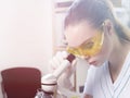 Closeup portrait of a young girl doctor assistant. Royalty Free Stock Photo