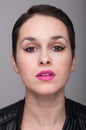 Closeup portrait of young girl with punk makeup