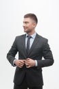 Closeup portrait of young handsome businessman in Royalty Free Stock Photo