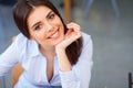 Closeup portrait of a young happy woman Royalty Free Stock Photo