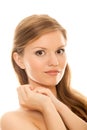 Closeup portrait young woman health skin face Royalty Free Stock Photo