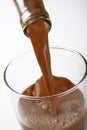 Closeup pouring chocolate milk Royalty Free Stock Photo