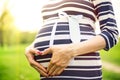 Closeup of pregnant woman belly Royalty Free Stock Photo