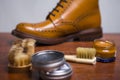 Closeup of Premium Male Brogue Tanned Boots