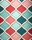 Closeup of a preppy pattern in white and red on a pink and teal