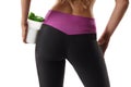 Closeup of pretty woman bottom with protein shake Royalty Free Stock Photo