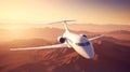 Closeup Of Private White Airplane Over Miles Of Desert Royalty Free Stock Photo