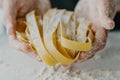 Chef making traditional italian homemade pasta