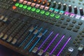Closeup of the professional audio digital mixing console Royalty Free Stock Photo