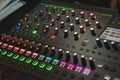 Closeup of the professional audio digital mixing console Royalty Free Stock Photo