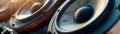 Closeup of a professionalgrade speaker vibrating with music closeup Royalty Free Stock Photo