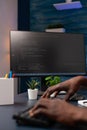 Closeup of programmer man hand typing website script on computer Royalty Free Stock Photo
