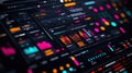 A closeup of a programming environment with an array of colorful charts and graphs embedded in a data visualization Royalty Free Stock Photo