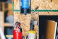 Closeup of propane and torch at a construction trailer