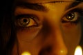 closeup of psychics eyes with candlelight reflected