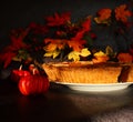 Closeup of Pumpkin Pie Crust on White Plate Royalty Free Stock Photo