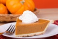 Closeup of Pumpkin Pie Slice Royalty Free Stock Photo