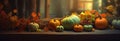 Closeup of Pumpkins and Other Fall Decorations