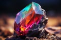 Closeup of a rainbowcolored gemstone. Generative ai