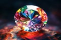 Closeup of a rainbowcolored gemstone. Generative ai