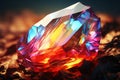 Closeup of a rainbowcolored gemstone. Generative ai