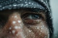 closeup of raindropcovered face of focused jogger Royalty Free Stock Photo