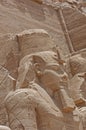 Closeup of Ramses II statues at main ancient egyptian temple in Abu Simbel Royalty Free Stock Photo