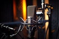 closeup of rap studio microphone on a stand Royalty Free Stock Photo